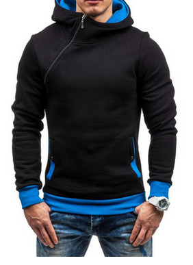 Hoodie Oblique Zipper Solid Color Hoodies Men Fashion Tracksuit Male Sweatshirt Hoody Mens