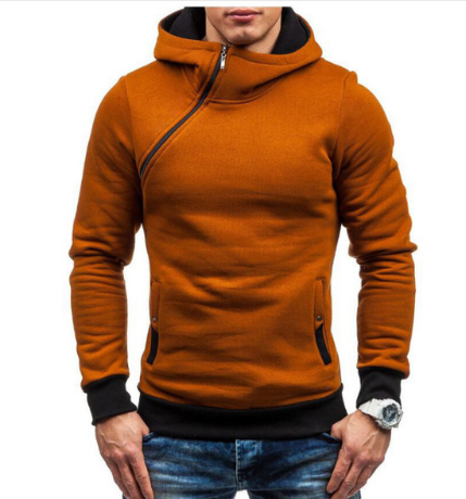 Hoodie Oblique Zipper Solid Color Hoodies Men Fashion Tracksuit Male Sweatshirt Hoody Mens